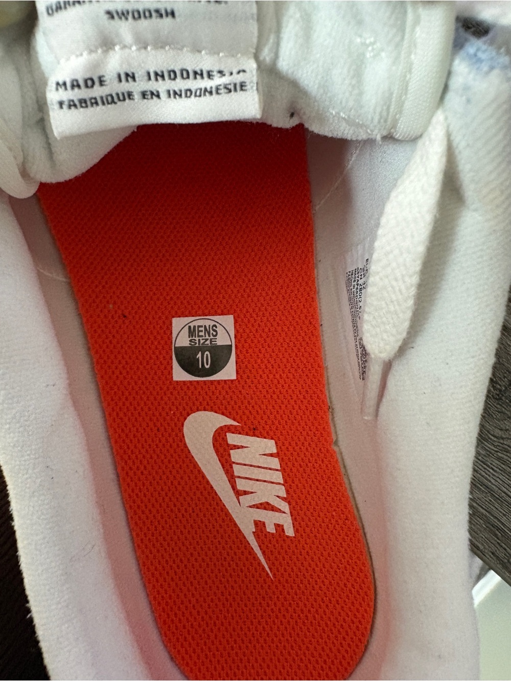 Nike White and Light Blue Suede Low-Top Sneakers with Orange Accent - Picture 4 of 4